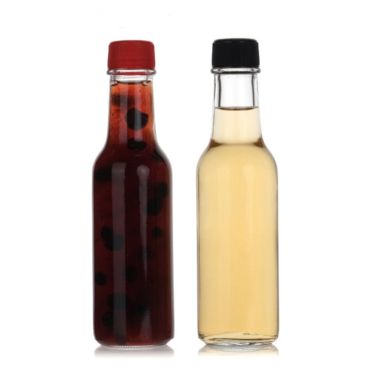 Botellas de salsa caliente de vidrio de 250 ml botella de almacenamiento de salsa con tapa torcida a prueba de fugas