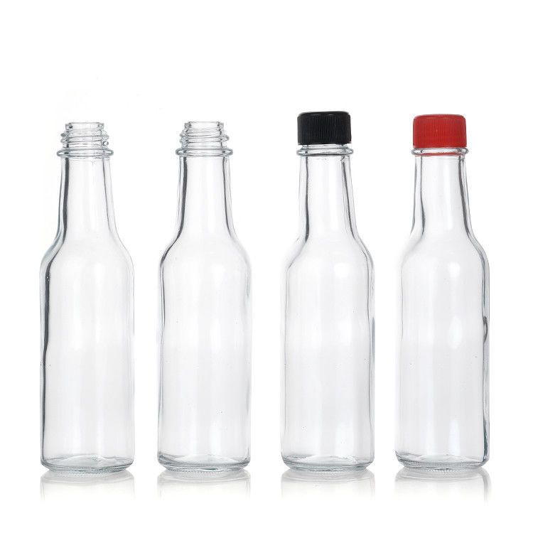Botellas de salsa caliente de vidrio de 250 ml botella de almacenamiento de salsa con tapa torcida a prueba de fugas