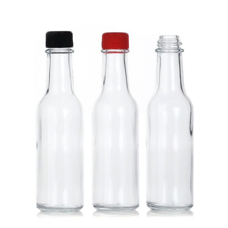 Botellas de salsa caliente de vidrio de 250 ml botella de almacenamiento de salsa con tapa torcida a prueba de fugas