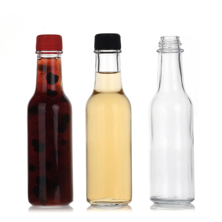 Botellas de salsa caliente de vidrio de 250 ml botella de almacenamiento de salsa con tapa torcida a prueba de fugas